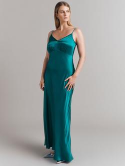 Ghost Winnie Satin Maxi Slip Dress - view 2, Emerald Sea