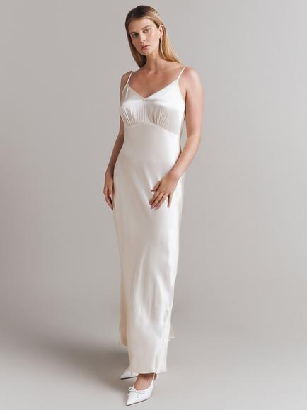 Ghost Winnie Satin Maxi Slip Dress, Ivory