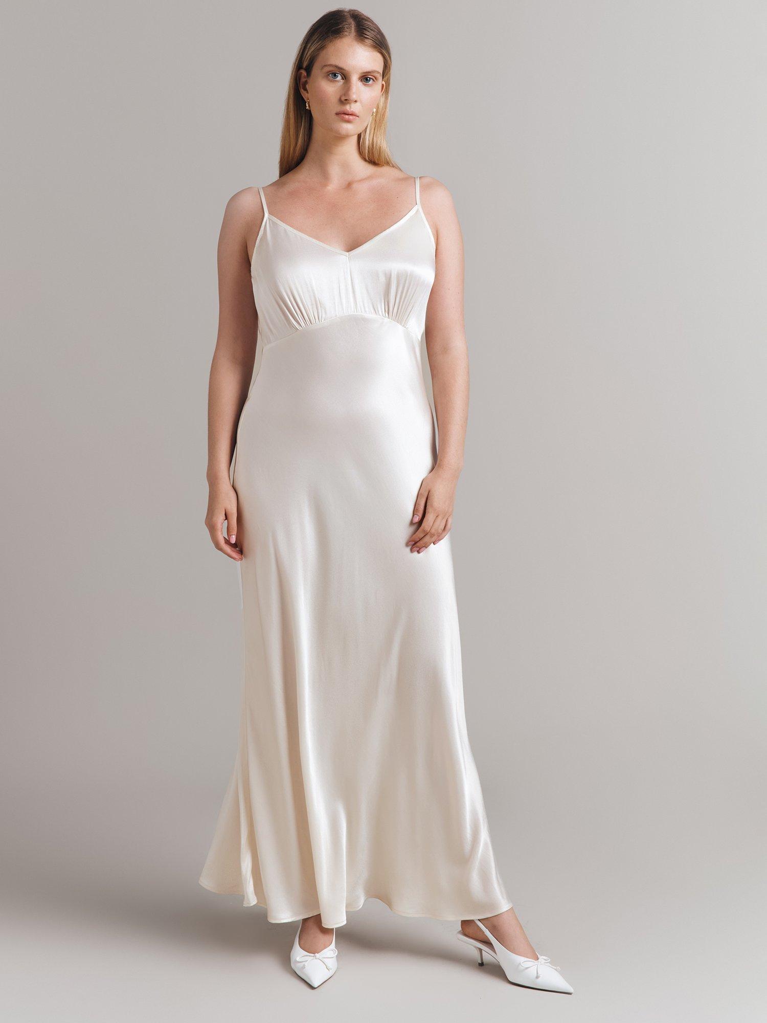 Product image 2 of 4, which shows Ghost Winnie Satin Maxi Slip Dress, Ivory, XS