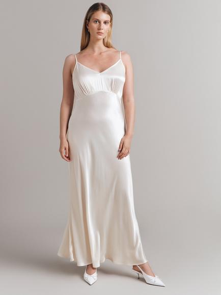 Ghost Winnie Satin Maxi Slip Dress - view 2, Ivory