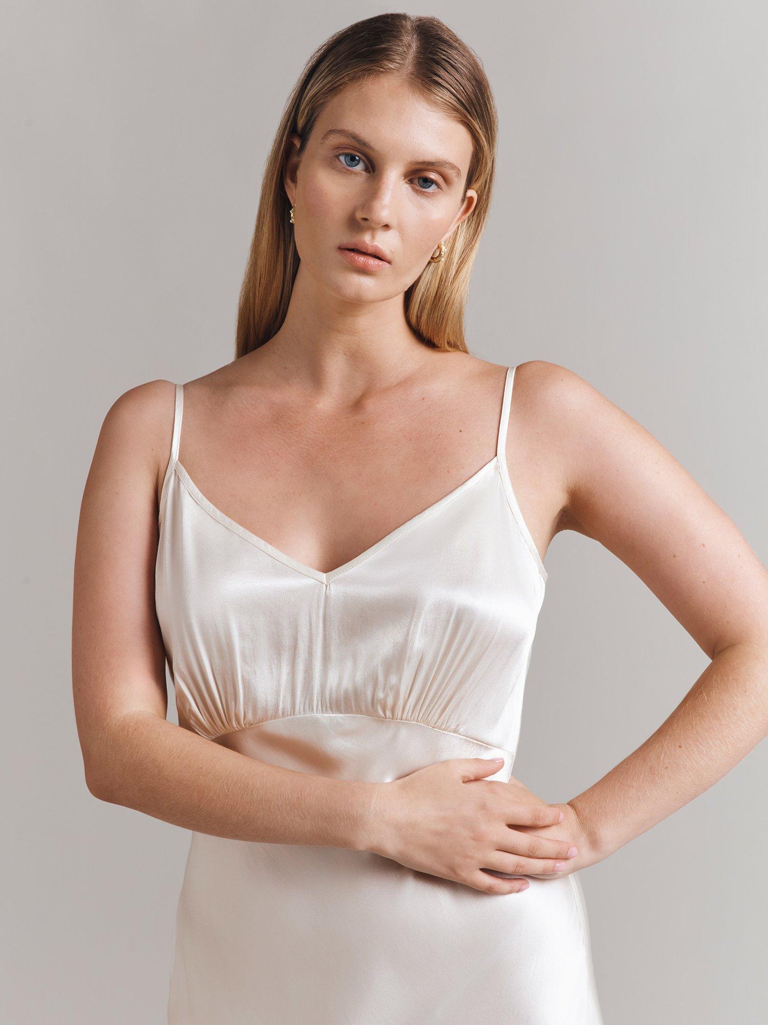 Product image 4 of 4, which shows Ghost Winnie Satin Maxi Slip Dress, Ivory, XS