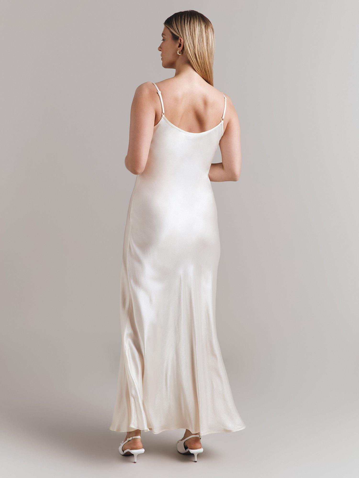 Product image 3 of 4, which shows Ghost Winnie Satin Maxi Slip Dress, Ivory, XS