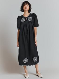 Ghost Ramona Embroidered Smock Dress - view 2, Black