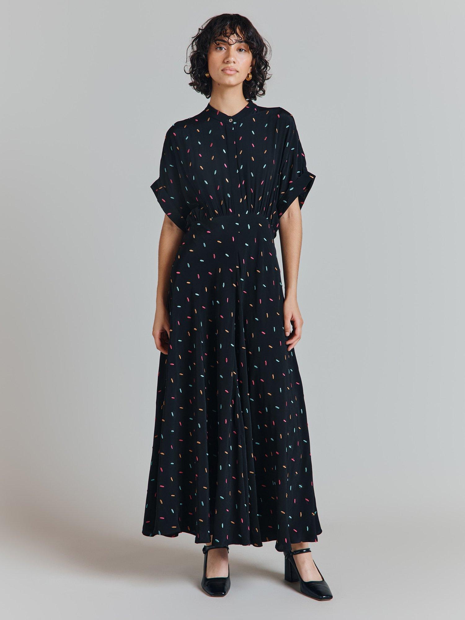 Product image 2 of 4, which shows Ghost Arabella Kimono Sleeve Dress, Black, XS