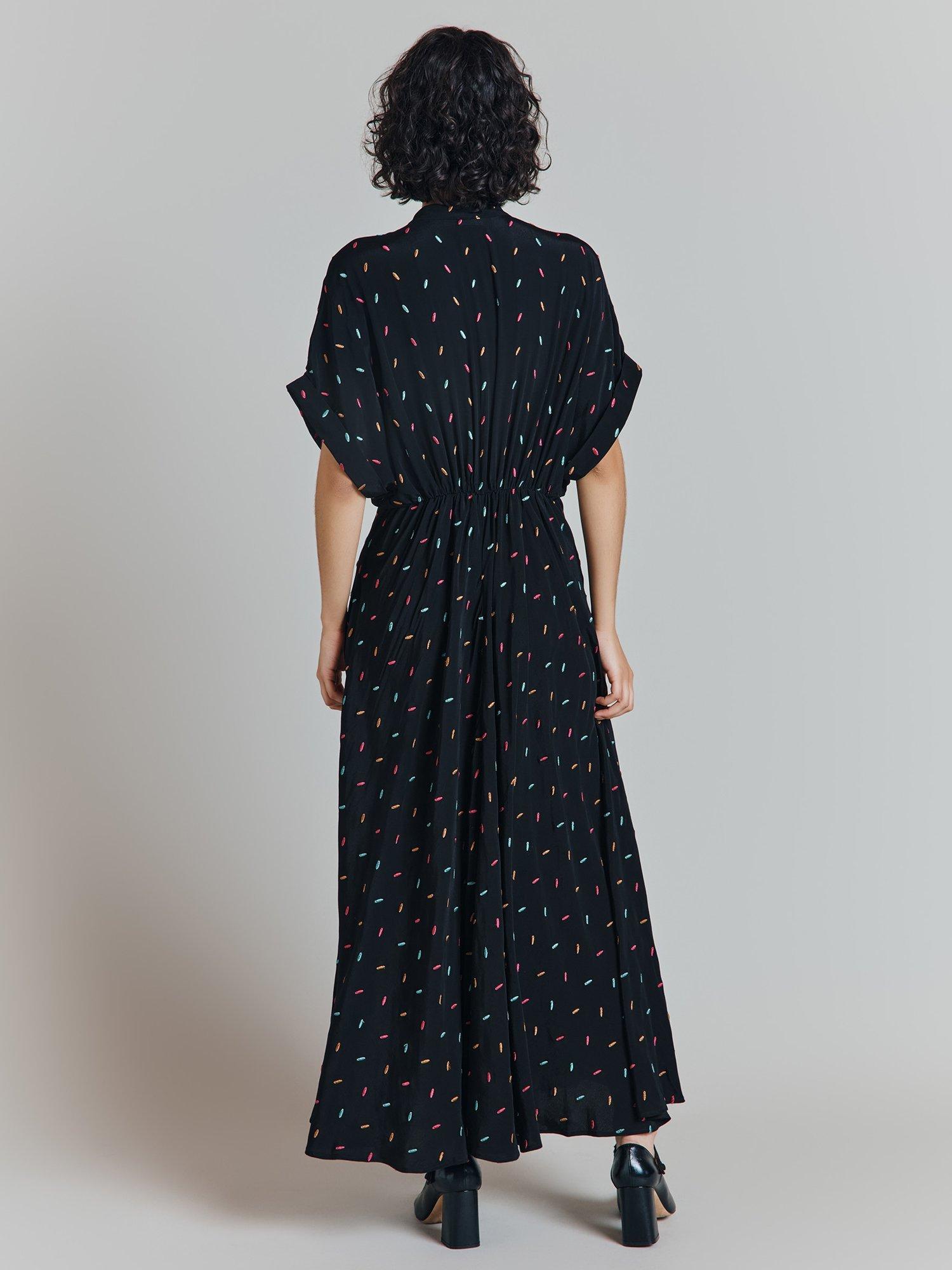 Product image 4 of 4, which shows Ghost Arabella Kimono Sleeve Dress, Black, XS
