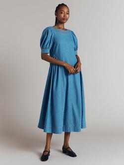 Ghost Agnes Denim Midi Dress, Blue - view 2, Blue