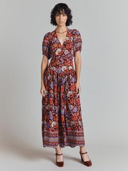 Ghost Christy Floral Maxi Dress, Burgundy/Multi