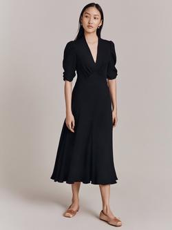 Ghost Madison Satin Dress, Black - view 2, Black