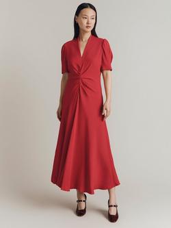Ghost Capri Puff Sleeve Midi Dress, Red