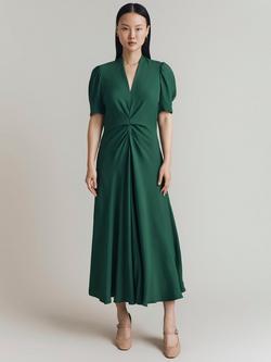Ghost Capri Puff Sleeve Midi Dress, Forest Green