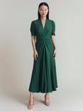 Ghost Capri Puff Sleeve Midi Dress, Forest Green