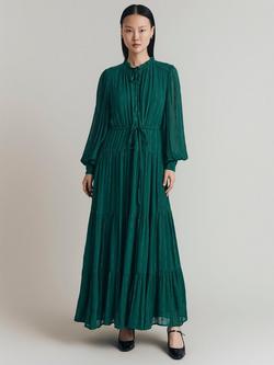 Ghost Margot Tiered Dress, Dark Green - view 2, Dark Green