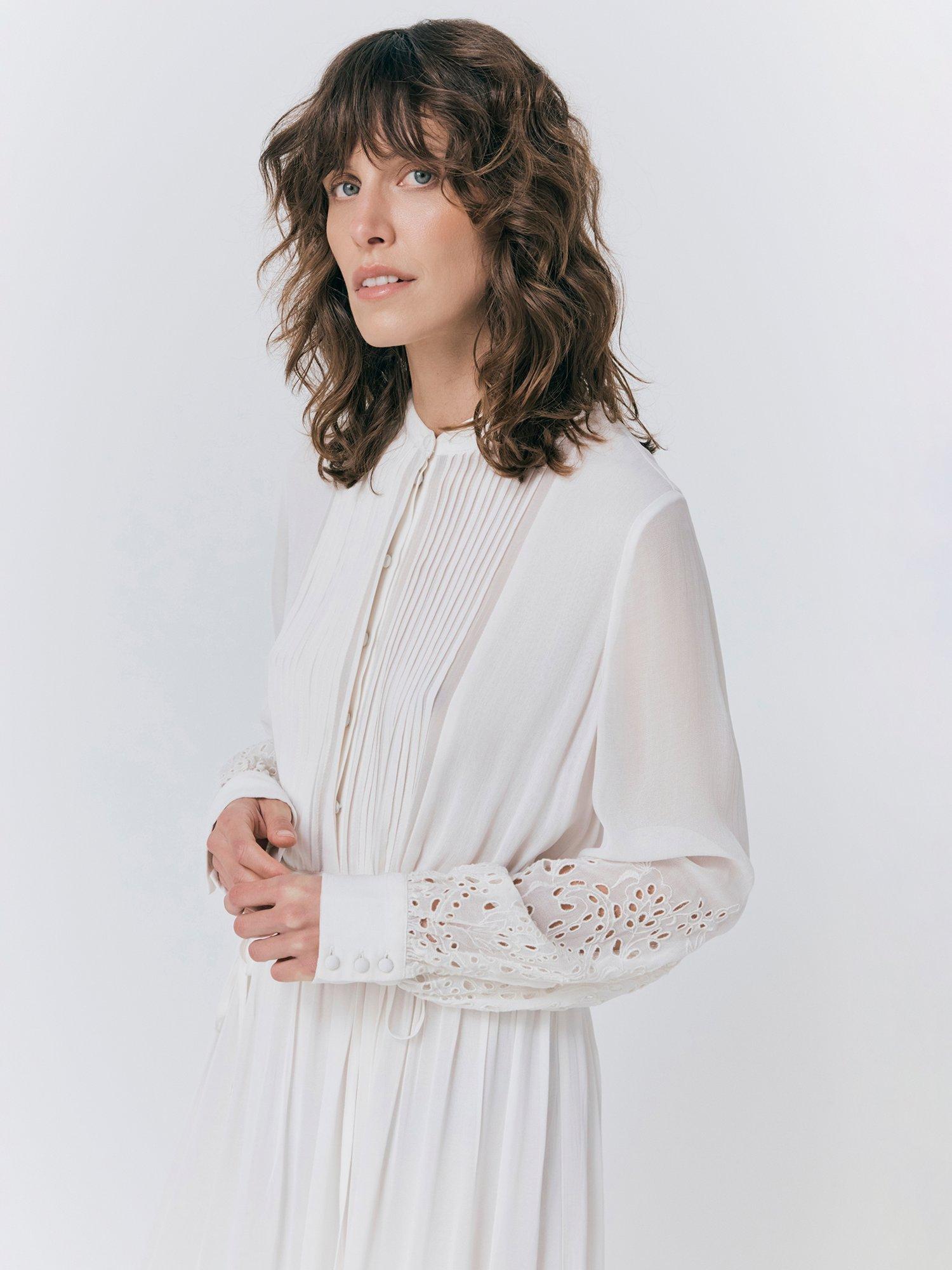 Product image 2 of 4, which shows Ghost Millie Georgette Embroidered Dress, Ivory, XS