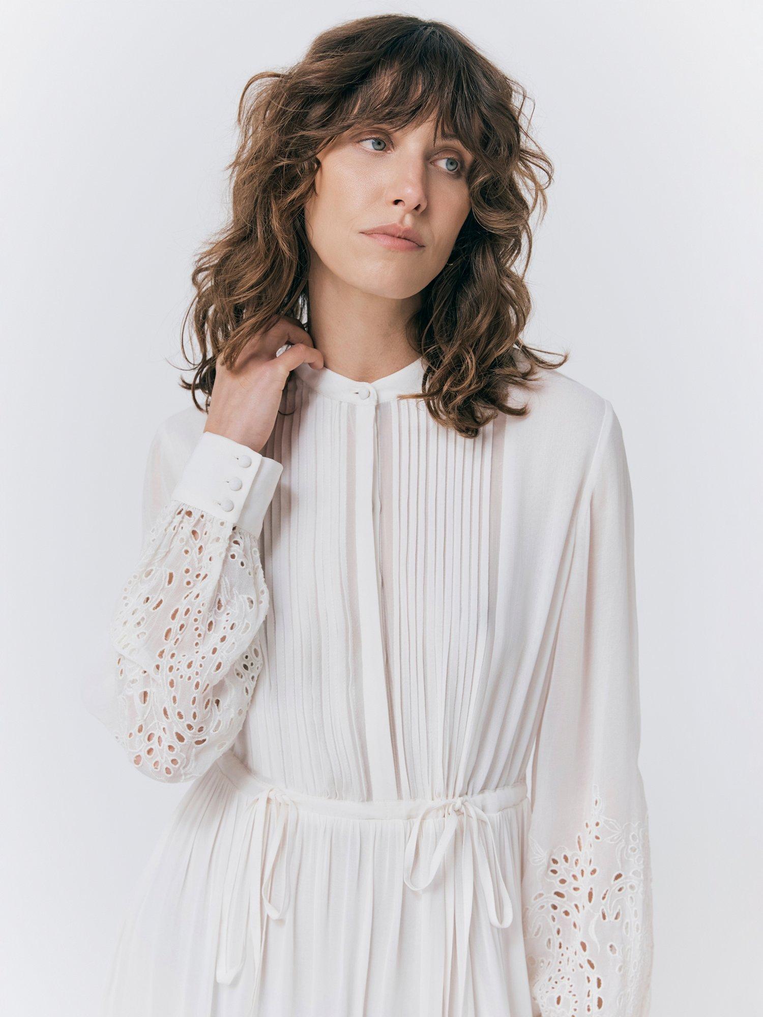 Product image 3 of 4, which shows Ghost Millie Georgette Embroidered Dress, Ivory, XS