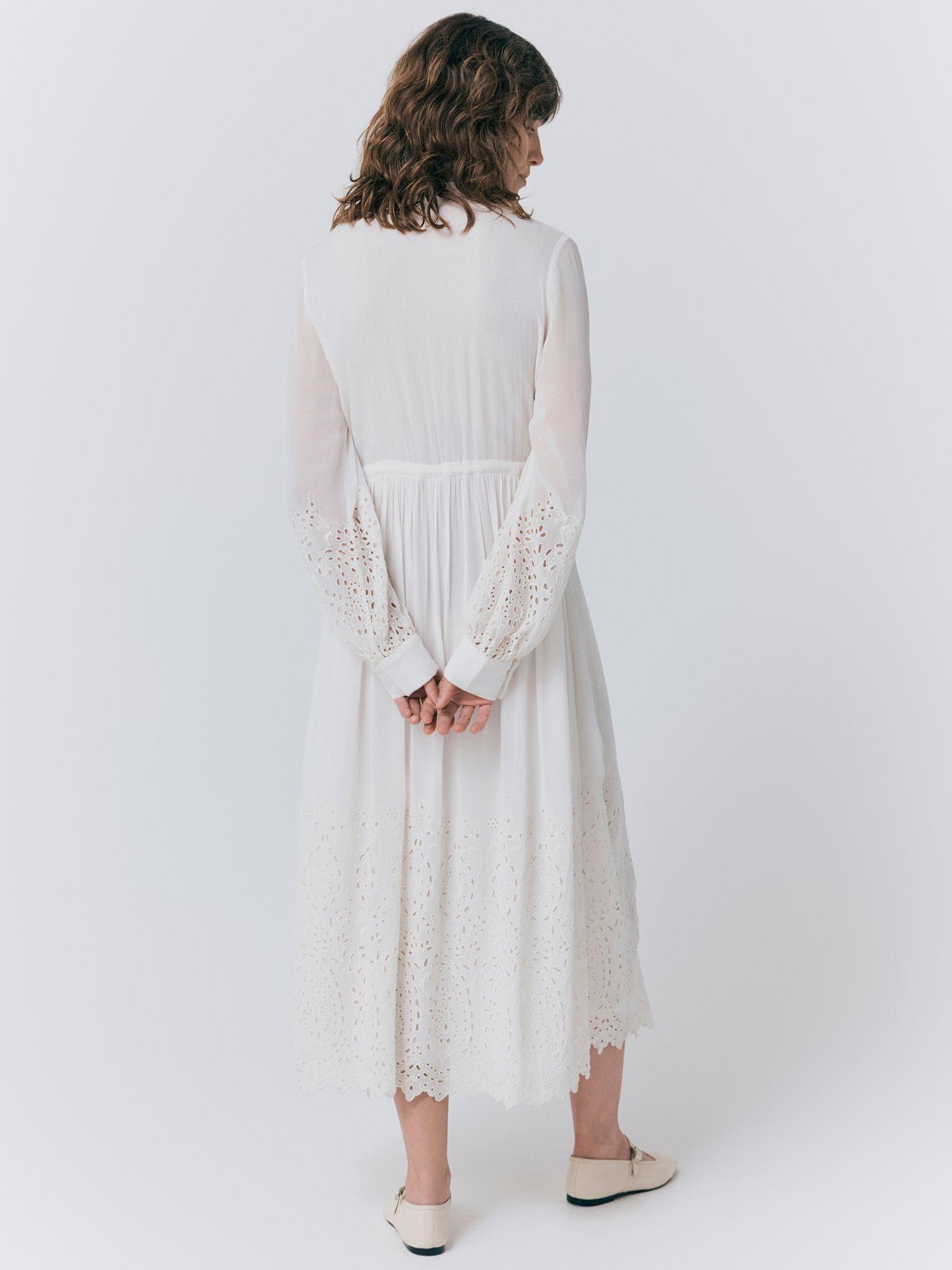 Product image 4 of 4, which shows Ghost Millie Georgette Embroidered Dress, Ivory, XS