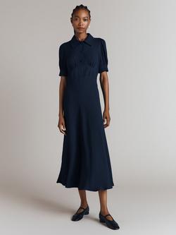 Ghost Wilma Crepe Midi Tea Dress, Blue