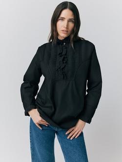 Ghost Ellery Shirred Cuff Ruffle Shirt - view 2, Black