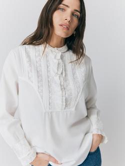 Ghost Ellery Shirred Cuff Ruffle Shirt - view 2, Ecru