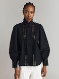 Ghost Kady Openwork Lace Insert Balloon Sleeve Shirt, Black