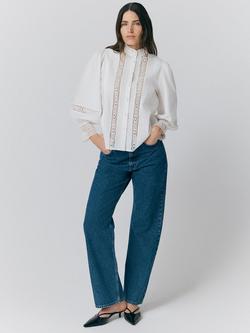 Ghost Kady Open Work Detail Shirt, White, White