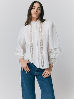 Ghost Kady Open Work Detail Shirt, White - view 2, White