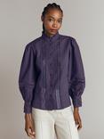 Ghost Kady Openwork Lace Insert Balloon Sleeve Shirt, Purple