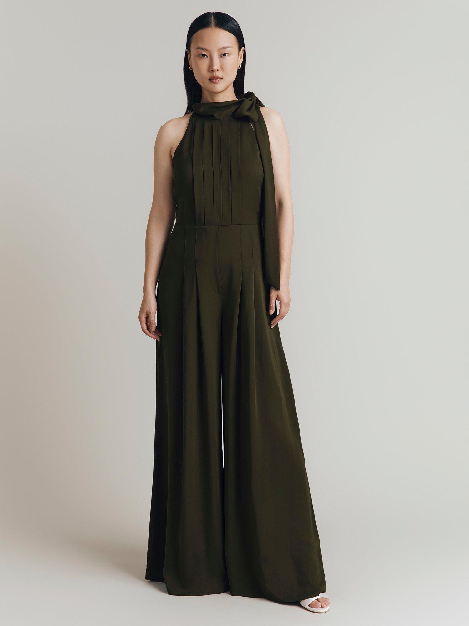 Cascading tie jumpsuit clearance