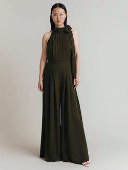 Ghost Myla Halterneck Sleeveless Jumpsuit, Dark Green, Dark Green