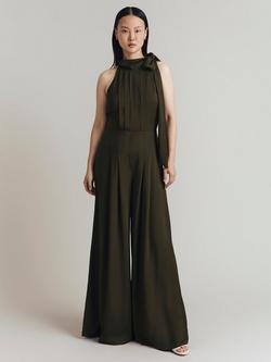 Ghost Myla Halterneck Sleeveless Jumpsuit, Dark Green - view 2, Dark Green