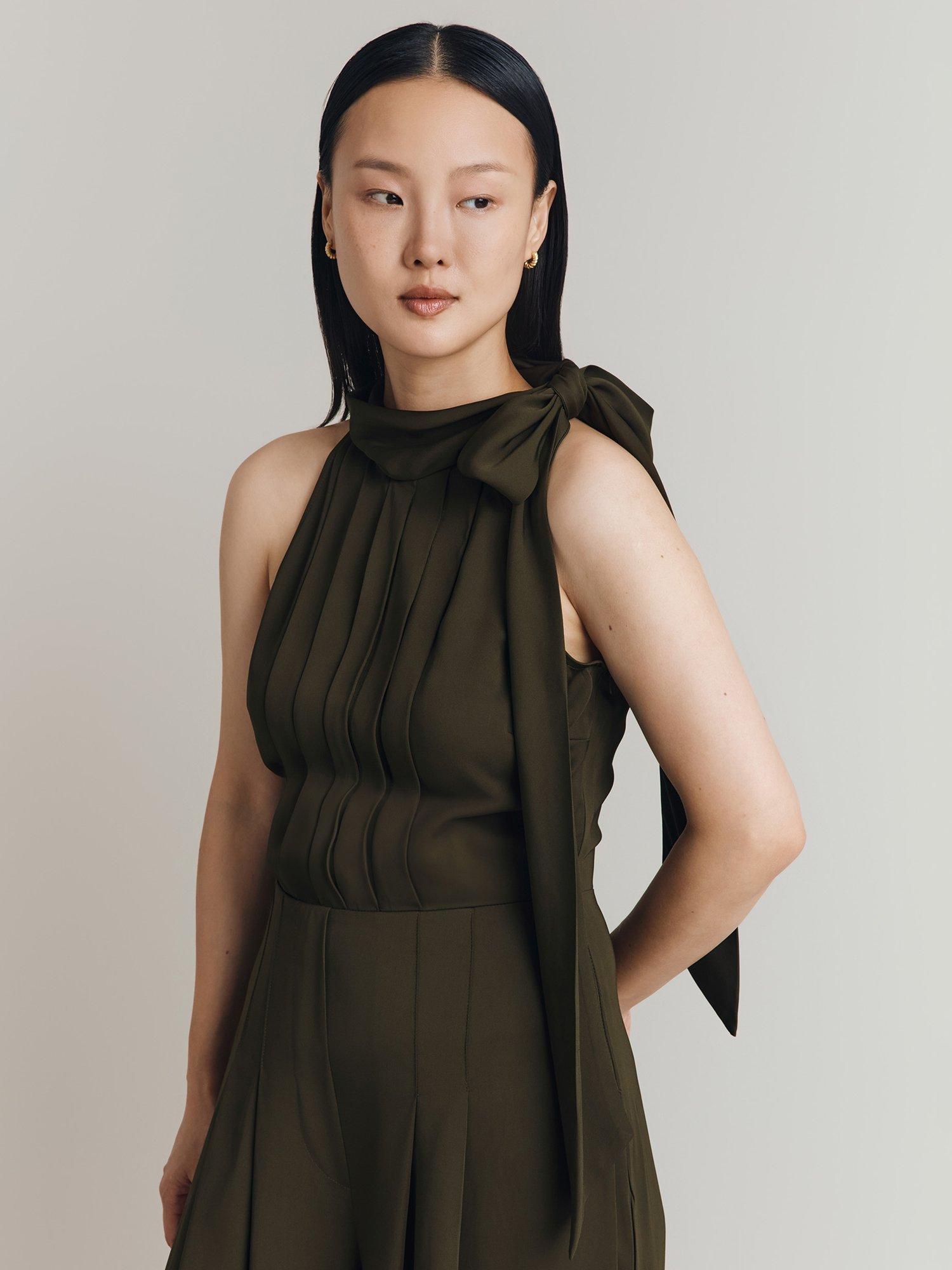 Product image 3 of 5, which shows Ghost Myla Halterneck Sleeveless Jumpsuit, Dark Green, XS