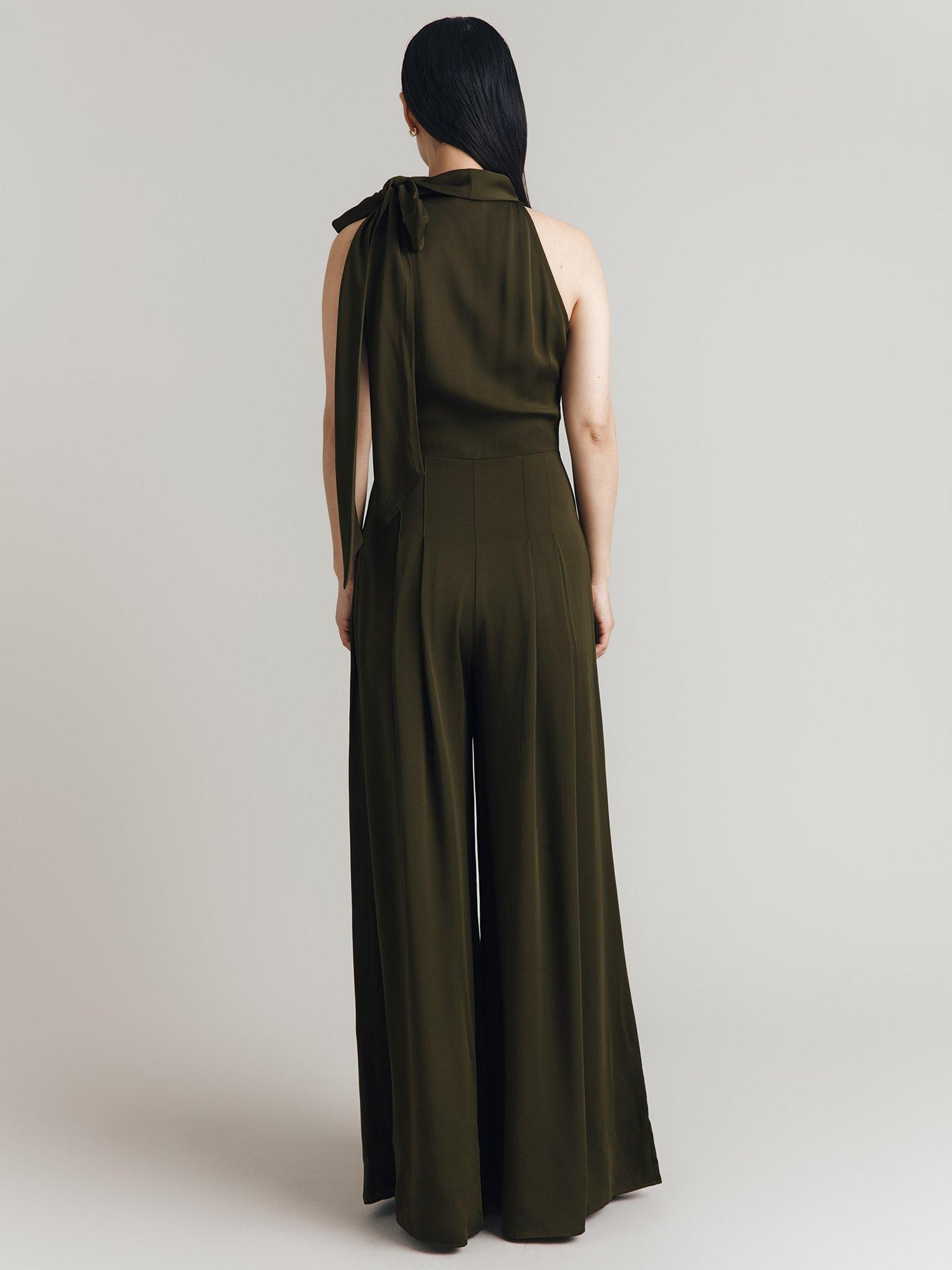 Product image 5 of 5, which shows Ghost Myla Halterneck Sleeveless Jumpsuit, Dark Green, XS