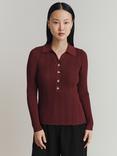 Ghost Jean Henley Knit Top, Burgundy