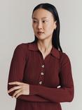 Ghost Jean Henley Knit Top, Burgundy
