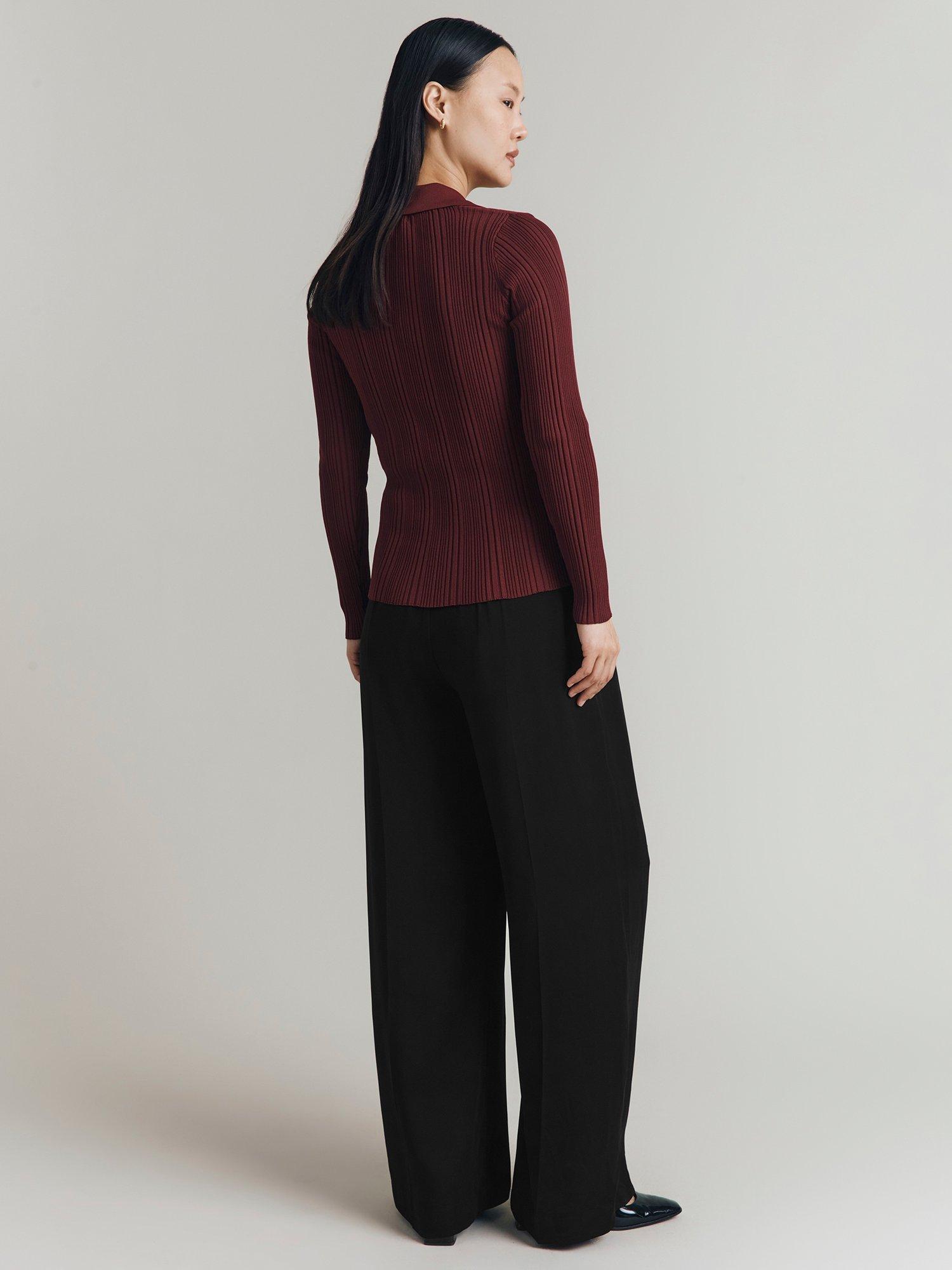Product image 4 of 4, which shows Ghost Jean Henley Knit Top, Burgundy, XS