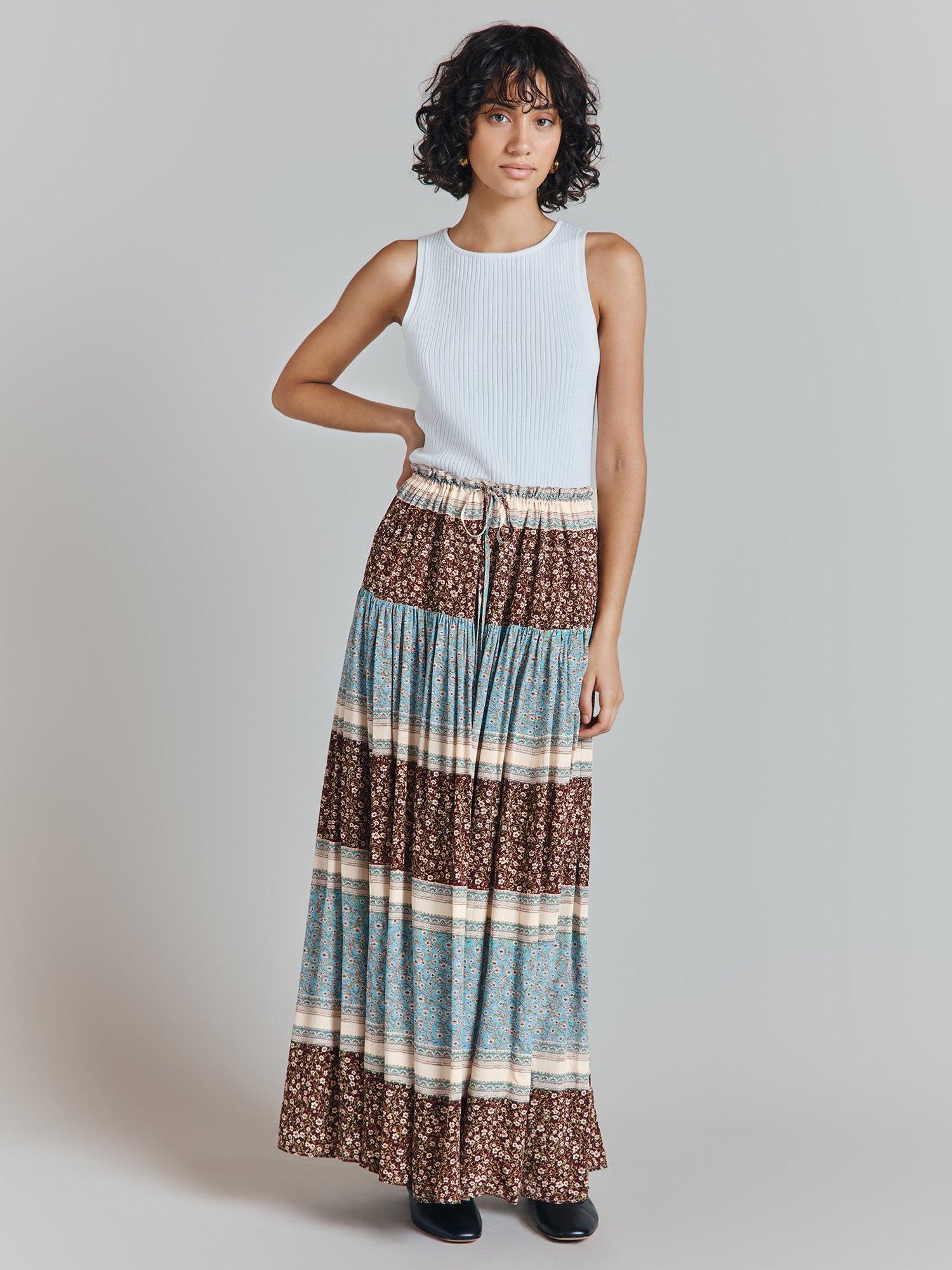 Ghost Hazel Floral Print Crepe Maxi Skirt Multi