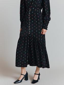 Ghost Ivy Crepe Midi Skirt, Black - view 2, Black