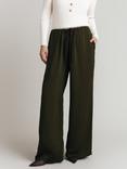 Ghost Aspen Crepe Wide Leg Trousers, Dark Green