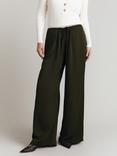 Ghost Aspen Crepe Wide Leg Trousers, Dark Green