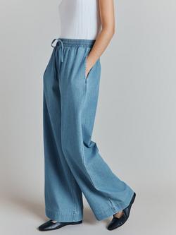 Ghost Edith Denim Wide Leg Trousers, Blue - view 2, Blue