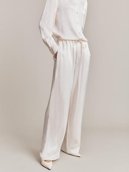 Ghost Imogen Wide Leg Trousers, Ivory - view 2, Ivory