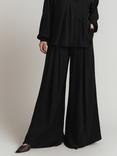 Ghost Lottie Wide Leg Satin Trousers, Black