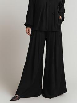 Ghost Lottie Wide Leg Satin Trousers, Black, Black