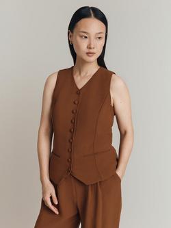 Ghost Bonnie Tailored Waistcoat, Brown - view 2, Brown