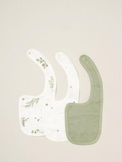 Truly Baby Eucalyptus Print Bibs, Set of 3, Eucalyptus/White, Eucalyptus/White