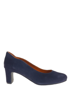 Jones Bootmaker Zoey Wide Fit Leather Heeled Courts, Navy