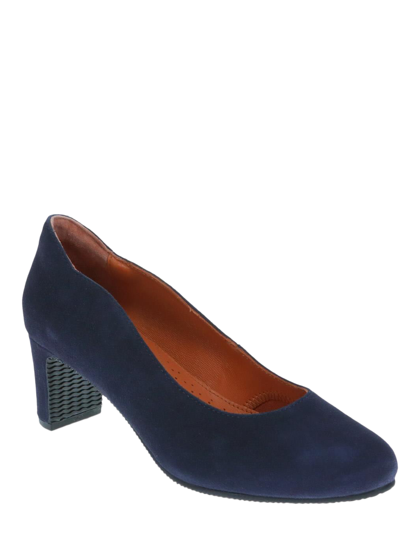 Product image 2 of 5, which shows Jones Bootmaker Zoey Wide Fit Leather Heeled Courts, Navy, 2W