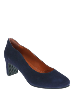 Jones Bootmaker Zoey Wide Fit Leather Heeled Courts - view 2, Navy