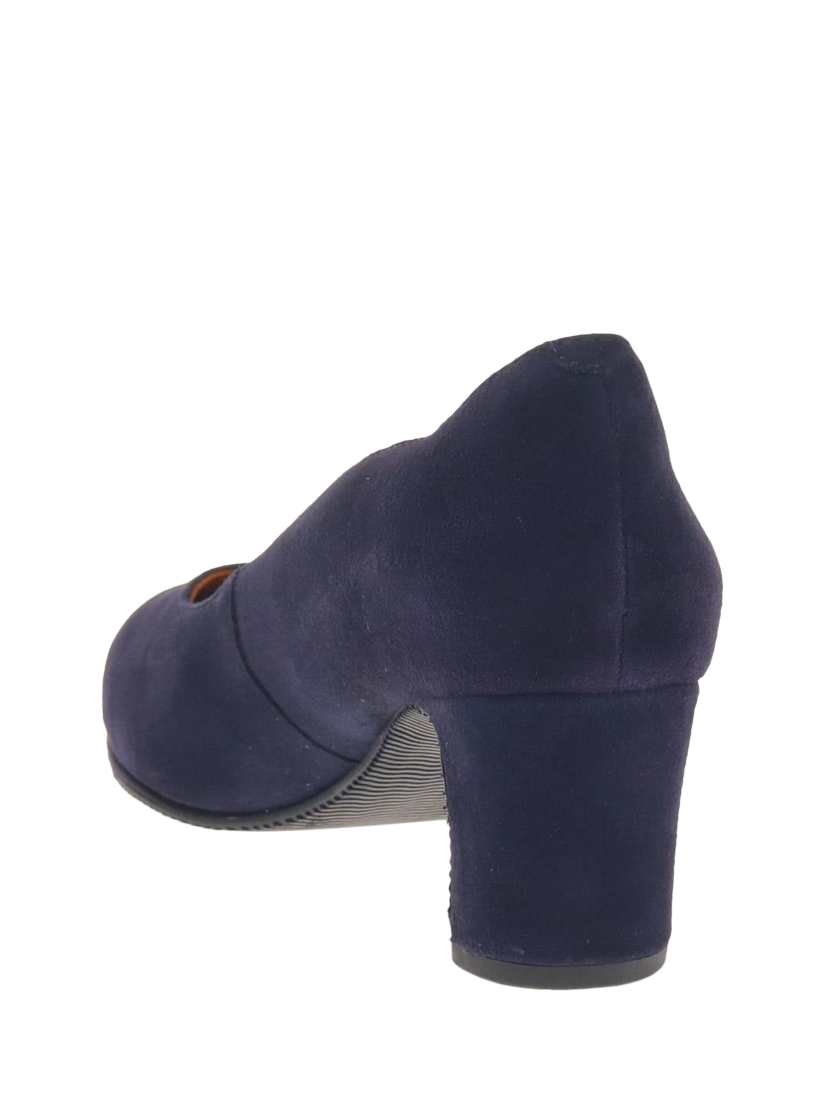 Product image 4 of 5, which shows Jones Bootmaker Zoey Wide Fit Leather Heeled Courts, Navy, 2W