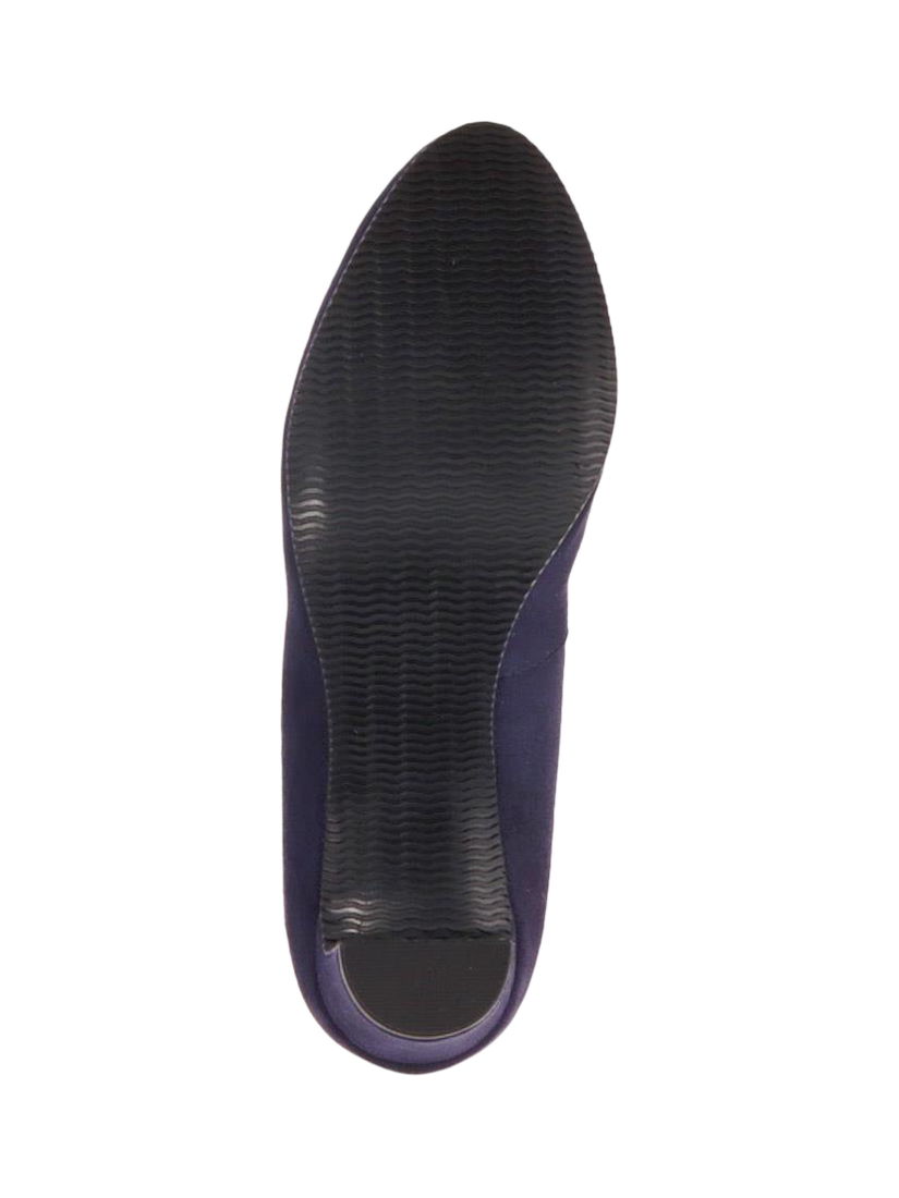 Product image 5 of 5, which shows Jones Bootmaker Zoey Wide Fit Leather Heeled Courts, Navy, 2W