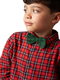 Angel & Rocket Kids' Plaid Check Shirt & Bow Tie Set, Red/Multi, Red/Multi